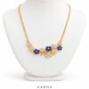 AARHA Elegant Necklace Combo Set – Blue & White Flower Necklace, Heart Pendant Necklace & Floral Pendant Necklace (3 Pcs)