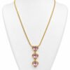 AARHA Pink Heart and Floral Pendant Necklace Combo Set of 2 for Women