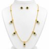 AARHA Premium Green Stone Necklace Set with Matching Earrings and Bracelet | Gold Tone Designer Jewellery Set